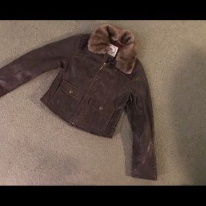 Girls size 8 Gap Kids goat leather bomber jacket